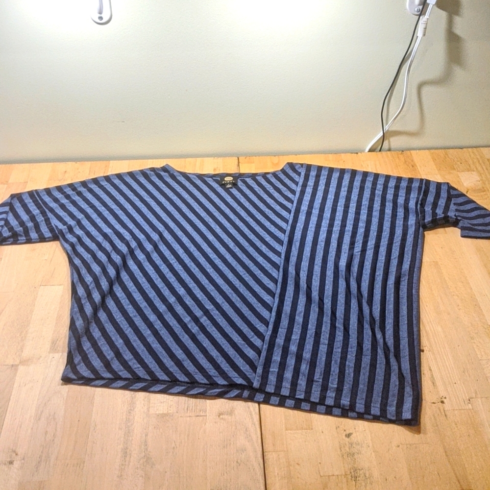 JNY Sport Navy stripe asymmetrical top Large